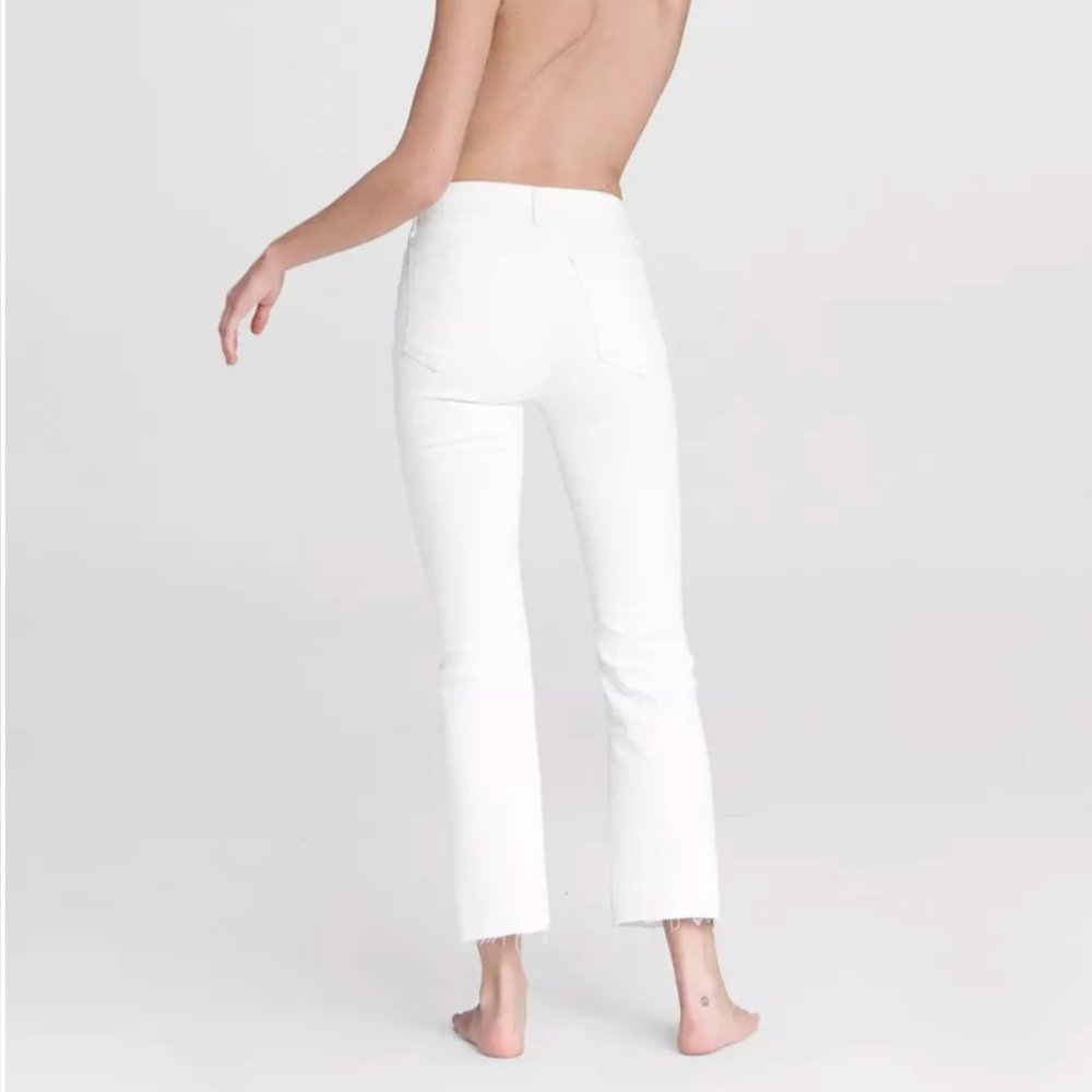 rag & bone Nina High Rise Ankle Flare Jeans White Raw Hem Distressed 30 - Picture 5 of 15